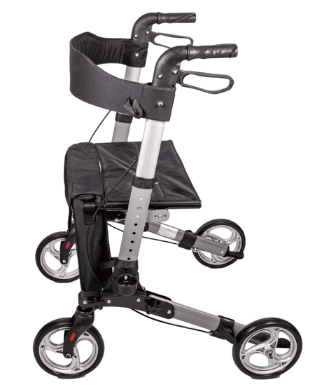 Leichtgewicht Reise Rollator 3-fach faltbar mit 4 Rädern, Sitzfläche und Tasche – nur 7,2 kg, ideal für unterwegs