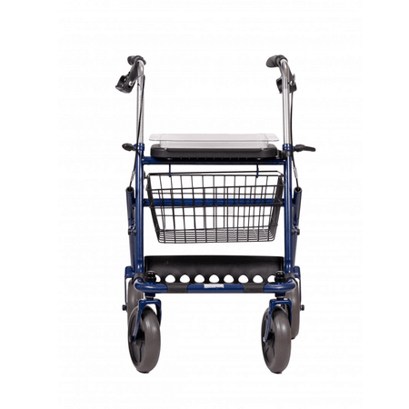 Stahlrollator mit Einkaufskorb aus robustem Stahl, stabiler Gehwagen mit Sitzfläche und leichtgängigen Rädern für sicheren Alltag