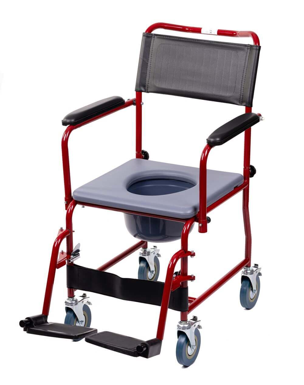 Mobiler Toilettenstuhl mit Rollen, Armlehnen & Eimer-Rehavibe