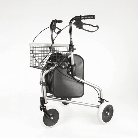 Dreirad Rollator aus Aluminium, leicht und wendig, mit Korb und 8-Zoll-Rädern für sichere Mobilität innen und außen
