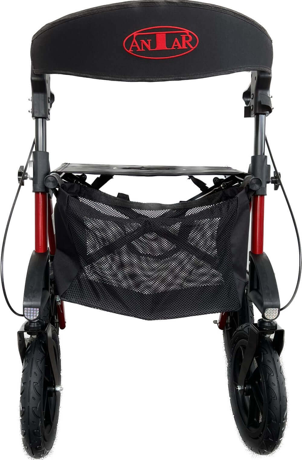 Outdoor Rollator Luftreifen Antar AT51031 faltbar aus Aluminium mit Sitzfläche, Rückenlehne und Einkaufstasche, bis 136 kg