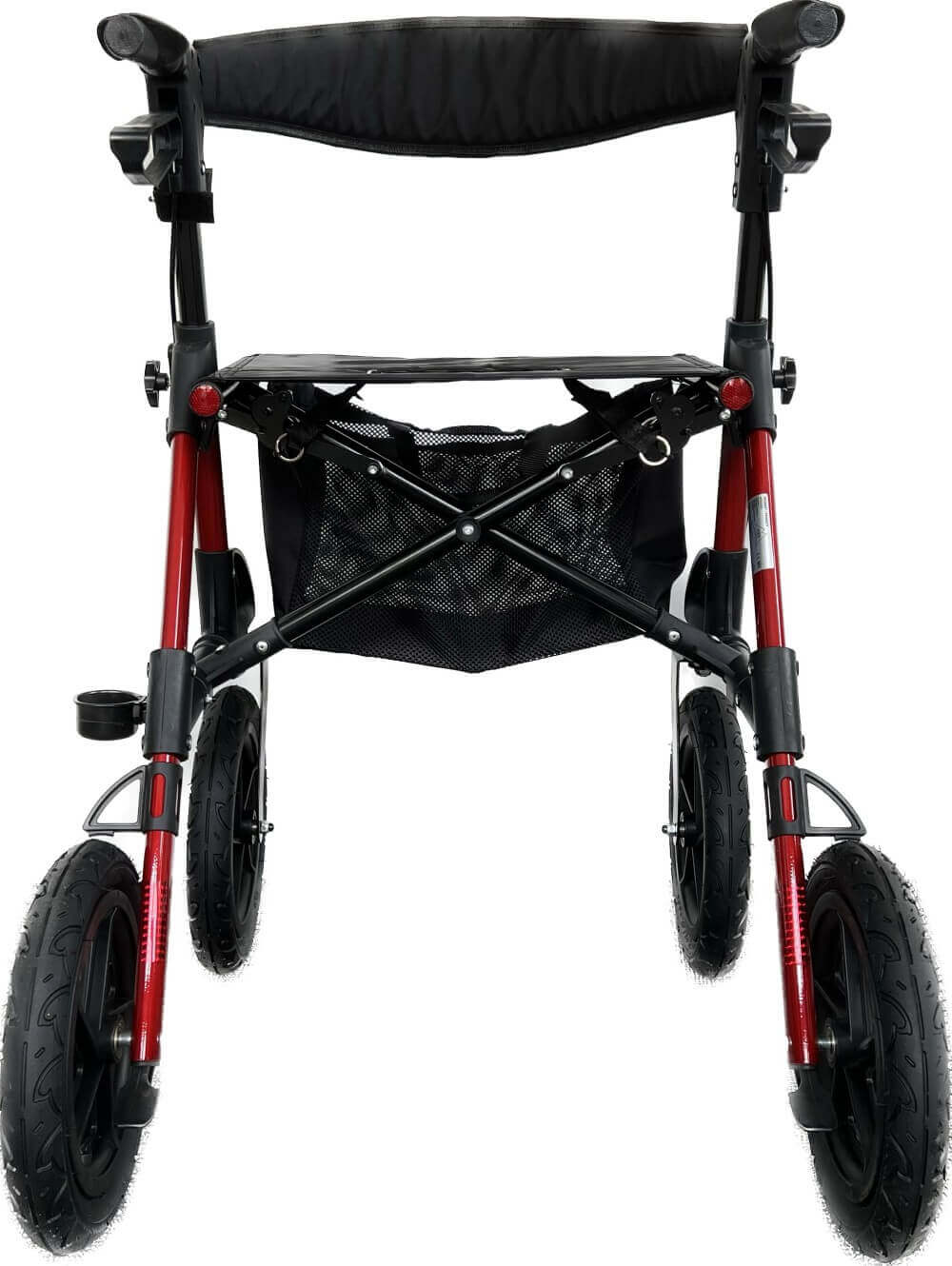 Outdoor Rollator Luftreifen faltbar bis 136 kg, robuster Aluminium-Geländerollator mit großen Luftreifen, Sitz und Tasche