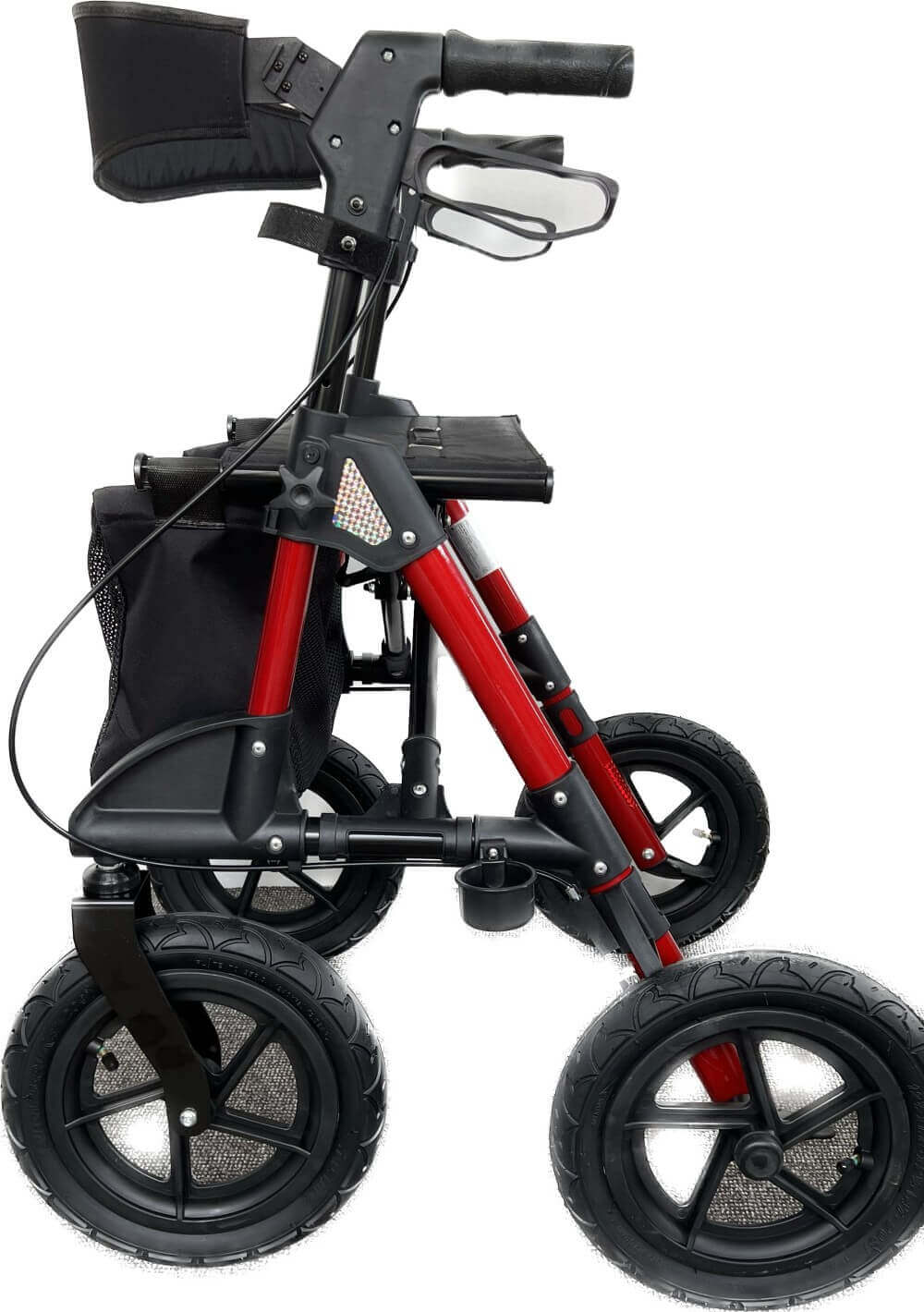 Outdoor Rollator Luftreifen faltbar AT51031 aus Aluminium mit großer Luftbereifung, Outdoor Geländerollator bis 136 kg