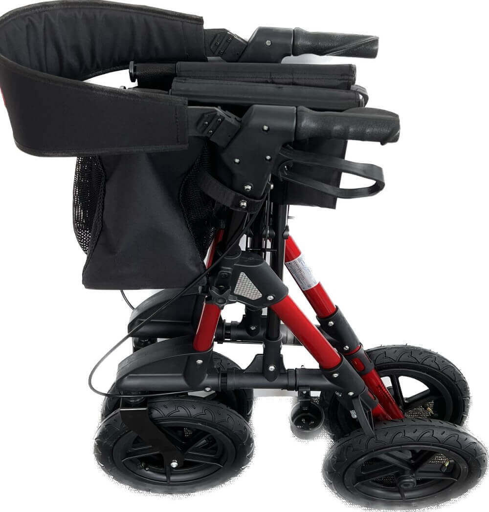 Outdoor Rollator Luftreifen faltbar aus Aluminium mit Luftbereifung, bis 136 kg belastbar, Outdoor-Rollator fürs Gelände
