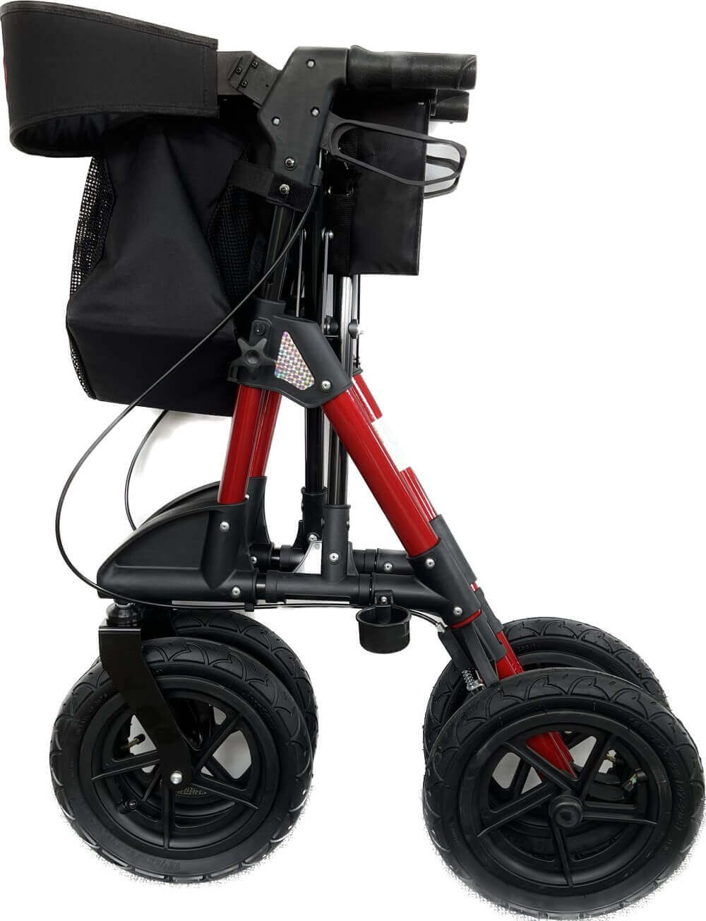 Outdoor Rollator Luftreifen faltbarer Aluminium-Rollator fürs Gelände mit großen Luftreifen und Tasche, bis 136 kg