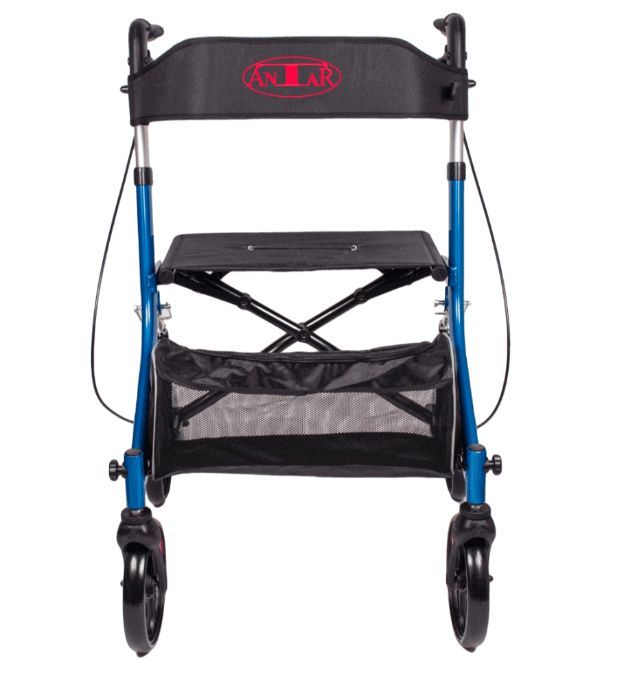 Rollator mit Stoßdämpfern AT51035 mit Sitzfläche und Einkaufskorb, stabiler Gehwagen mit höhenverstellbaren Griffen