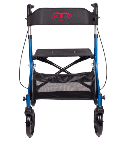Rollator mit Stoßdämpfern AT51035 mit Sitzfläche und Einkaufskorb, stabiler Gehwagen mit höhenverstellbaren Griffen