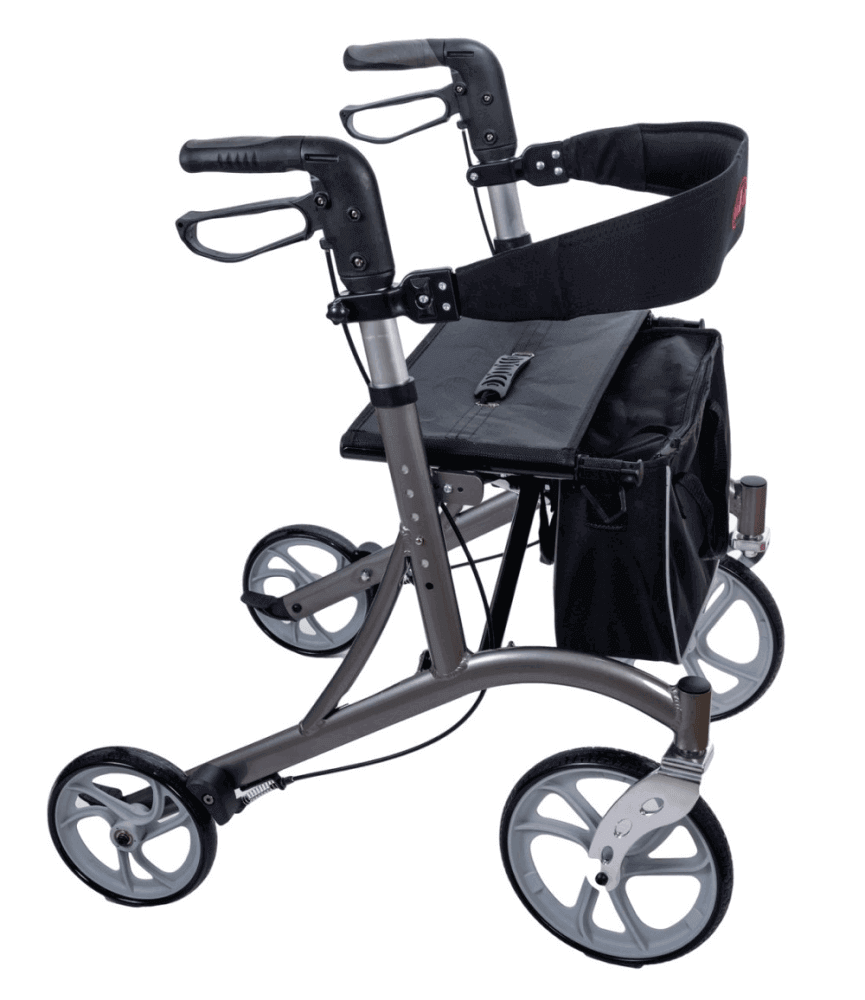 Leichtgewicht Rollator AT51037 mit Tasche, Sitz und Rückengurt – stabiler, faltbarer Aluminium-Rollator für Alltag und Mobilität