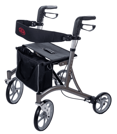 Leichtgewicht Rollator mit Tasche, Sitz und Rückengurt – stabiler, faltbarer Aluminium-Rollator für Senioren und Alltag