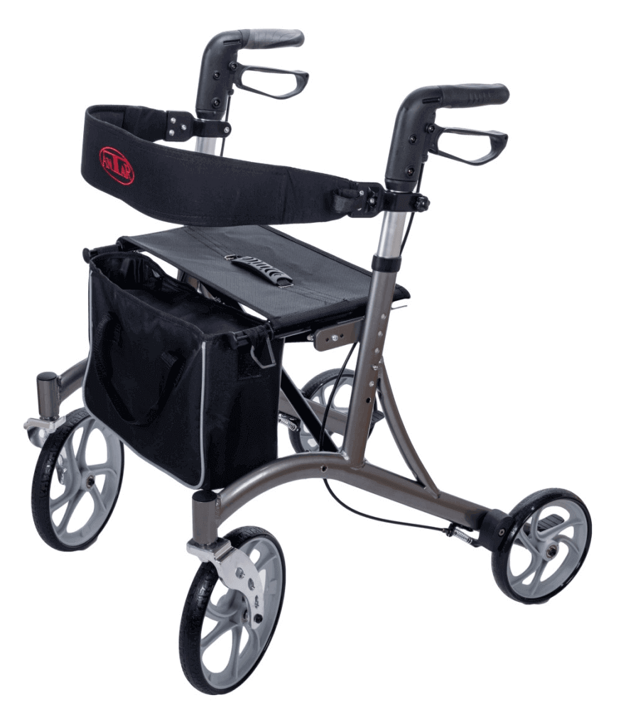 Leichtgewicht Rollator mit Tasche, Sitz und Rückengurt – stabiler, faltbarer Aluminium-Rollator für Senioren und Alltag