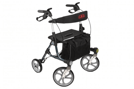 Leichtgewicht Rollator 4,6 kg faltbar mit extragroßen 25 cm Rädern, Sitzfläche mit Rückenlehne und Tasche – Antar AT51038