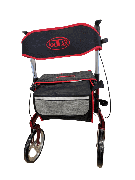 Rollator faltbar leicht Antar AT51039 mit Rückengurt, Tasche und großen Rädern – kompakt faltbar, 8,1 kg, bis 136 kg