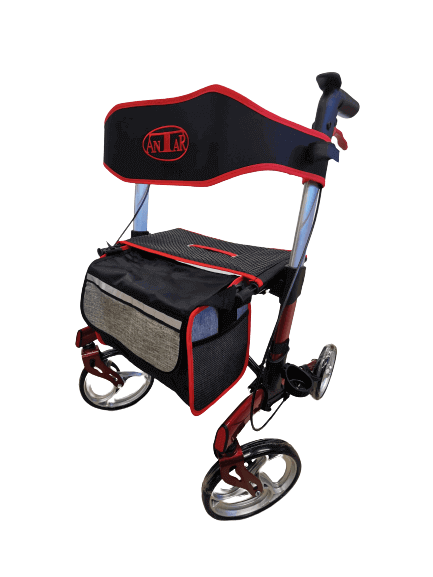 Rollator faltbar leicht Antar AT51039 mit Tasche, patentierte Einhand-Faltmechanik, kompakt, 8,1 kg bis 136 kg belastbar