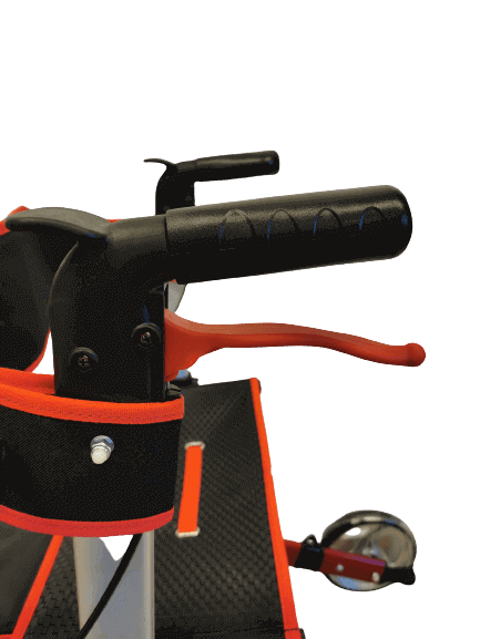 Rollator faltbar leicht Griff mit Bremshebel und Reflektor am faltbaren Leichtgewicht-Rollator mit patentierter Faltmechanik