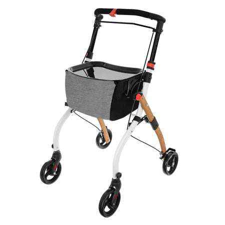 Indoor Rollator leicht 6,7 kg faltbar bis 120 kg in Holzoptik mit Tasche – Antar AT51040 für sicheren Komfort im Innenbereich