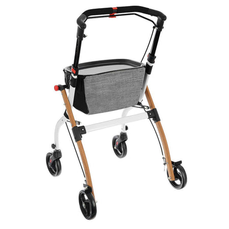 Indoor Rollator leicht 6,7 kg faltbar in Holzoptik mit Tasche, bis 120 kg belastbar – Antar AT51040 für den Innenbereich