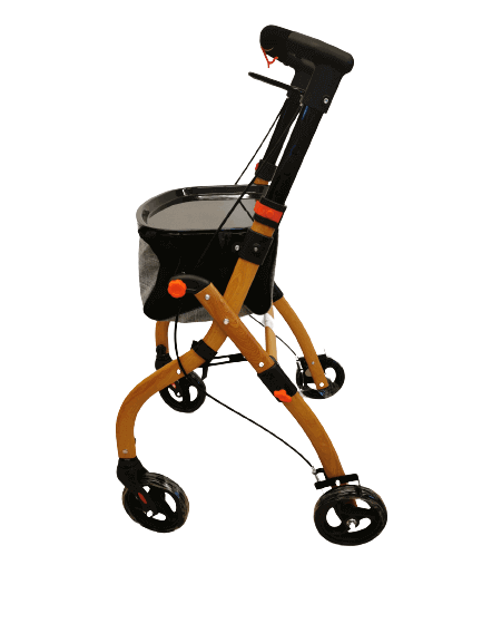 Indoor Rollator Holzoptik 6,2 kg leicht & kompakt, stabil bis 120 kg, mit Tasche und vier Rollen für sicheren Einsatz in der Wohnung