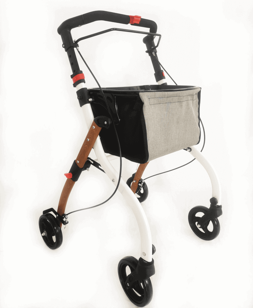 Indoor Rollator leicht 6,7 kg faltbar in Holzoptik mit Tasche, stabil bis 120 kg – Antar AT51040 für den Innenbereich