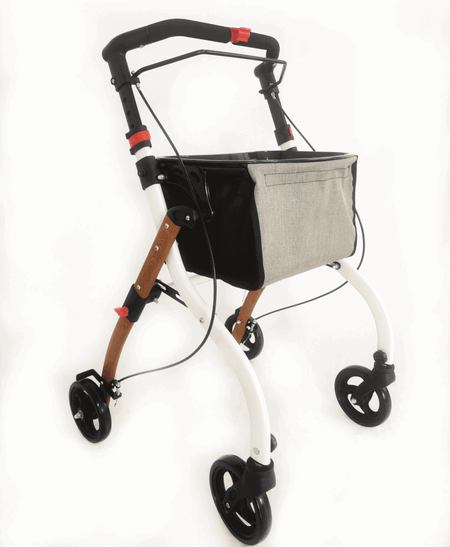 Indoor Rollator leicht 6,7 kg faltbar in Holzoptik mit Tasche, stabil bis 120 kg – Antar AT51040 für den Innenbereich