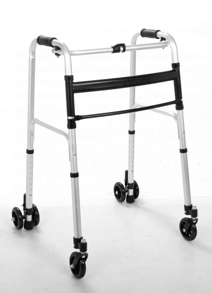 Gehbock mit Rollen klappbar, höhenverstellbar bis 110 kg, leichter Gehwagen mit 4 schwenkbaren Rädern für Reha und Alltag