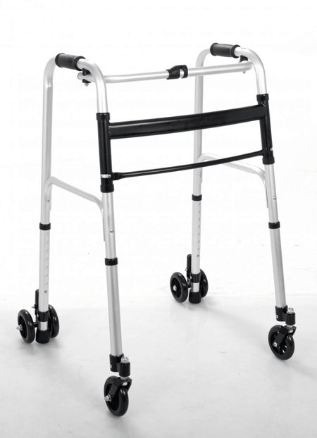 Gehbock mit Rollen klappbar, höhenverstellbar bis 110 kg, leichter Gehwagen mit 4 schwenkbaren Rädern für Reha und Alltag