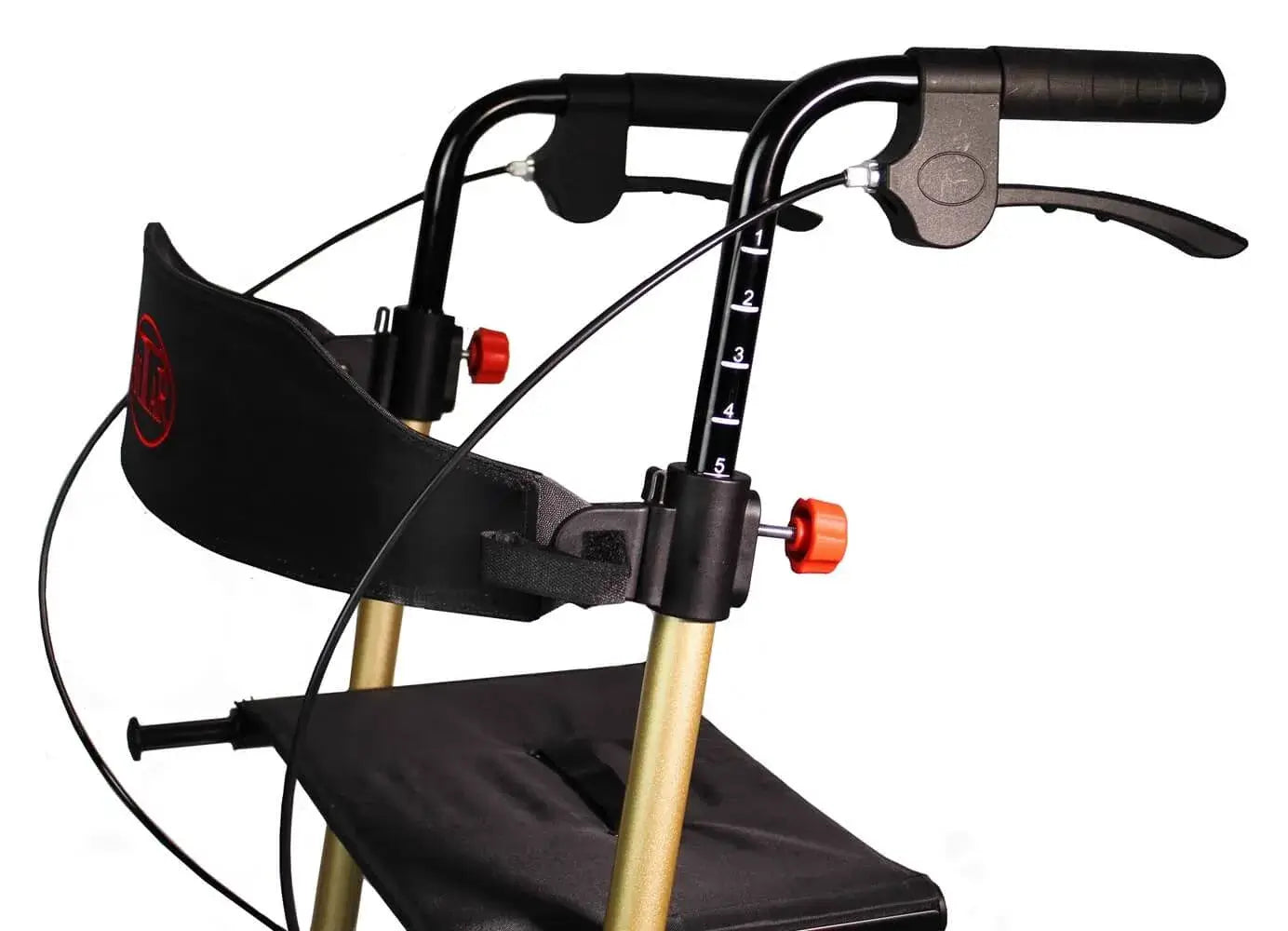 Aluminium Rollator Gold AT51044 mit Sitz, Softrädern und höhenverstellbaren Griffen – stabil, leicht und komfortabel