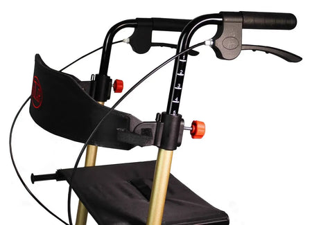 Aluminium Rollator Gold AT51044 mit Sitz, Softrädern und höhenverstellbaren Griffen – stabil, leicht und komfortabel