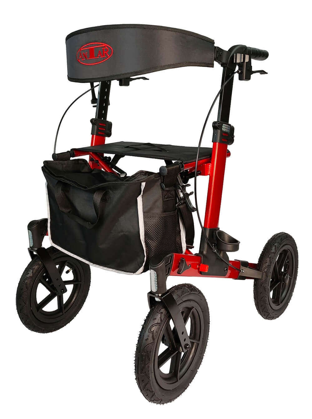 Outdoor Rollator Luftreifen Premium mit 12-Zoll-Lufträdern, stabil bis 150 kg, leicht 10,8 kg, mit Tasche für Outdoor-Einsatz