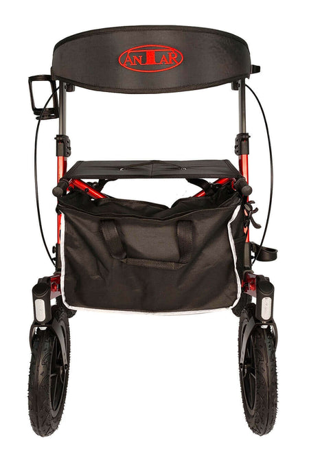 Outdoor Rollator Luftreifen Premium mit 12-Zoll-Lufträdern, stabil bis 150 kg, 10,8 kg, Tasche und Rückenlehne