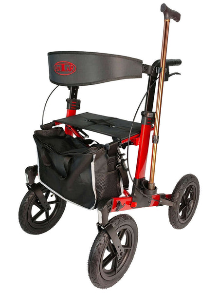 Outdoor Rollator Luftreifen Premium mit 12-Zoll-Lufträdern, stabil bis 150 kg, mit Sitz und Tasche für sicheres Gehen outdoor