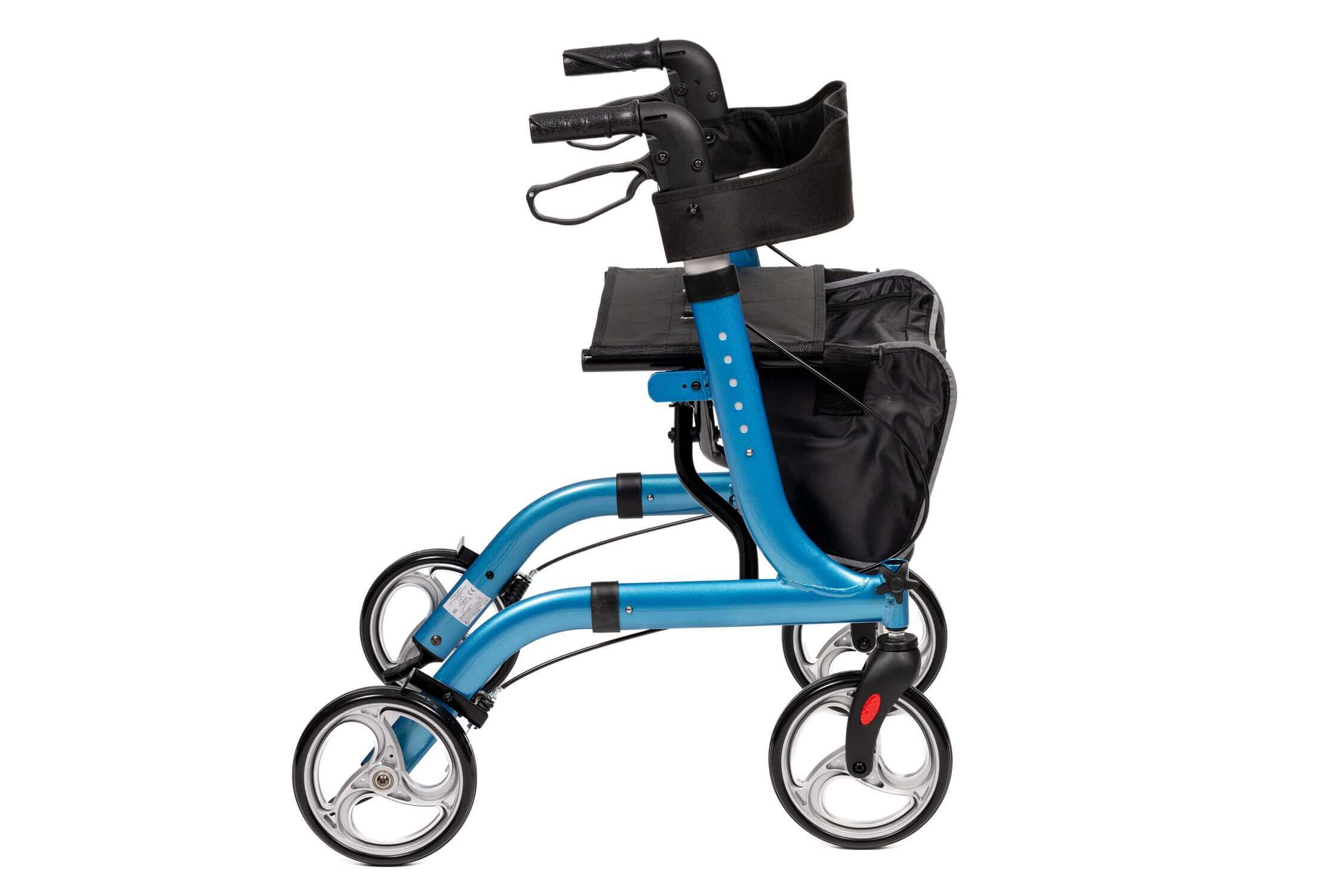 faltbarer Aluminium Rollator mit Sitz aus Aluminium, blau, mit Tasche und Sitzfläche, 7,1 kg, bis 136 kg belastbar