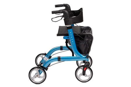 faltbarer Aluminium Rollator mit Sitz aus Aluminium, blau, mit Tasche und Sitzfläche, 7,1 kg, bis 136 kg belastbar