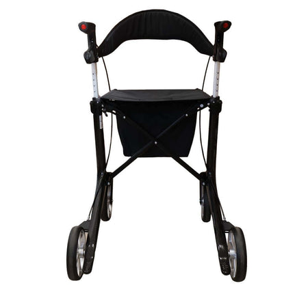 Carbon Rollator ultraleicht faltbar 5,9 kg mit Sitzfläche und verstellbaren Griffen, stabil bis 150 kg