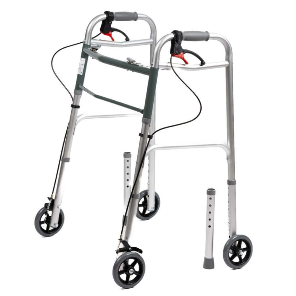 Gehbock mit Handbremse, klappbar, höhenverstellbar 84–94 cm, bis 125 kg, stabiler Aluminiumrahmen mit Rollen