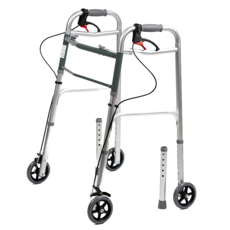 Gehbock mit Handbremse, klappbar, höhenverstellbar 84–94 cm, bis 125 kg, stabiler Aluminiumrahmen mit Rollen