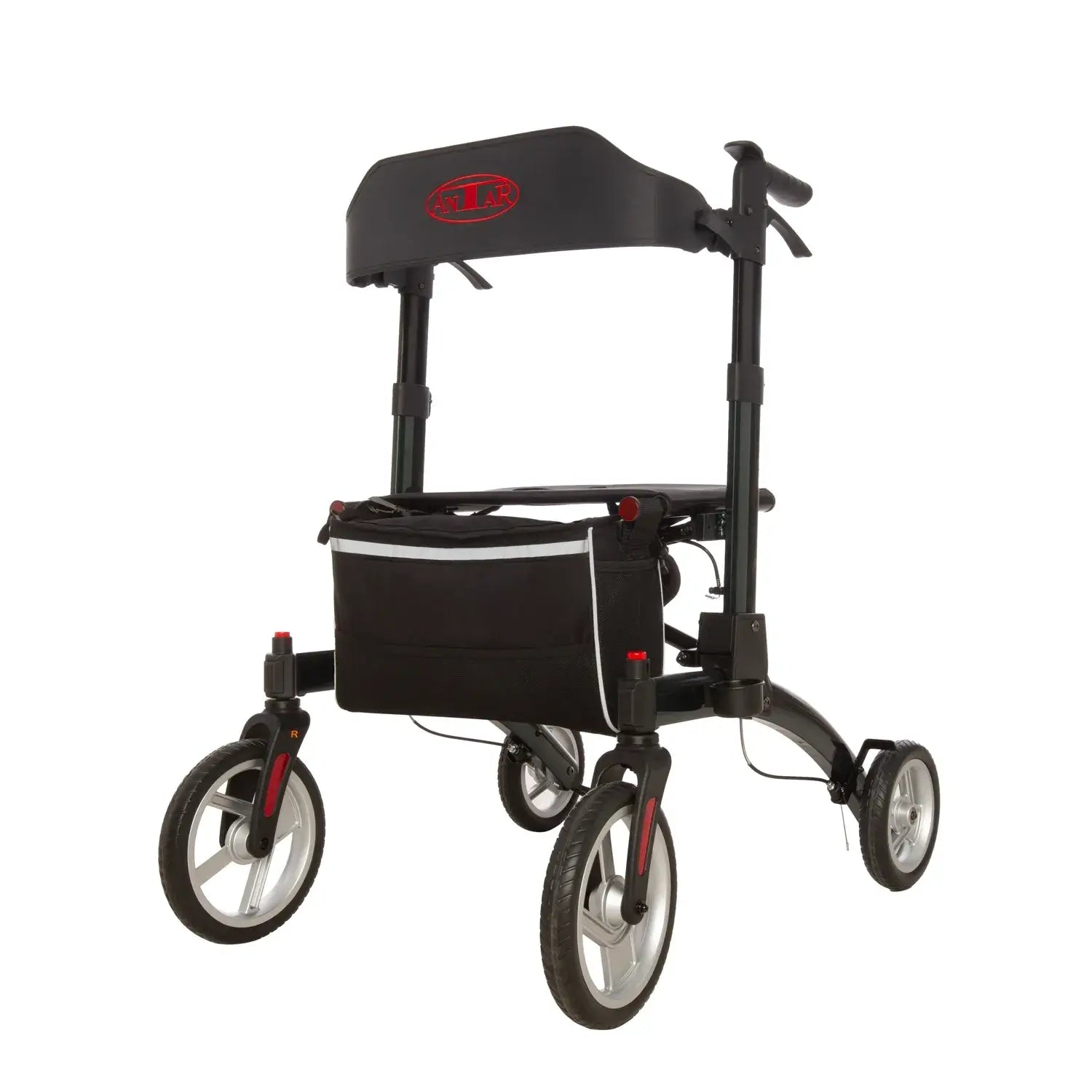 rollator aluminium leicht mit Sitz, Tasche und 4 Rädern – stabiler Aluminium-Rollator bis 136 kg