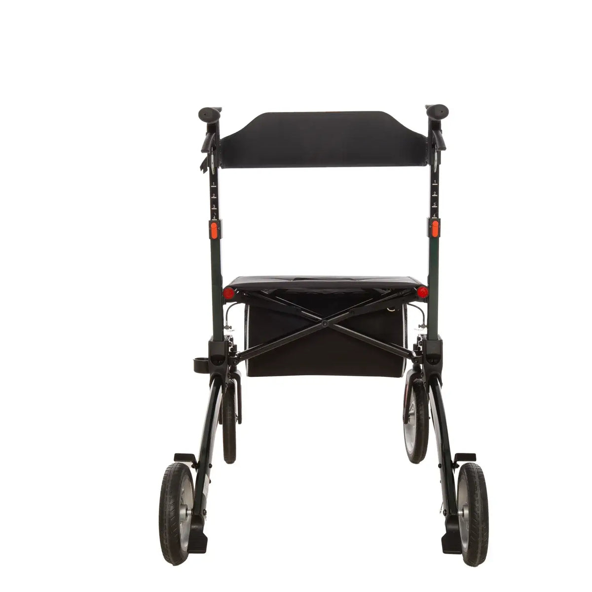 rollator aluminium leicht aus Aluminium mit Sitzfläche und Tasche, stabiler Rollator bis 136 kg, Frontansicht