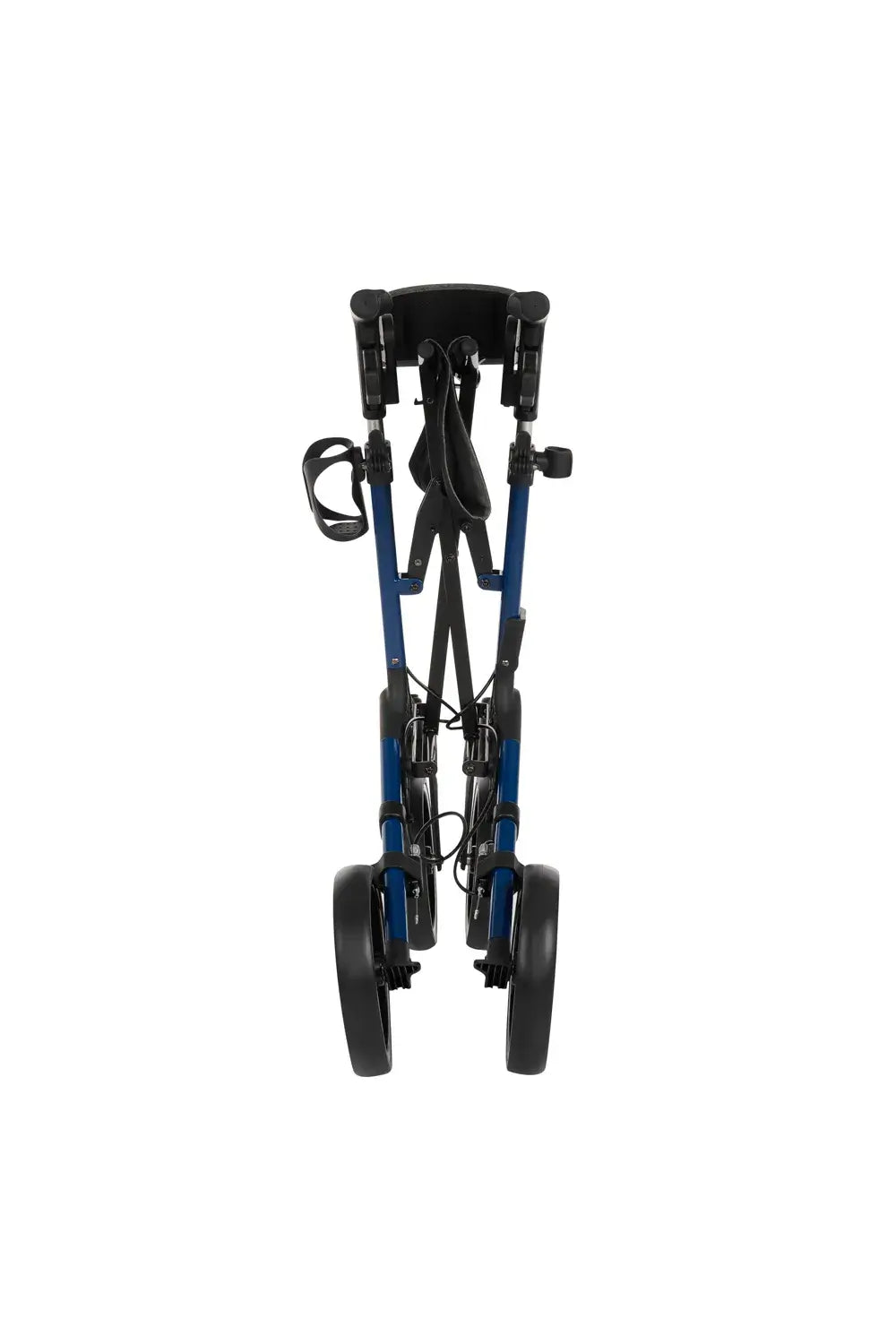 rollator leicht faltbar – zusammengeklappter Leichtgewicht-Rollator 7,9 kg mit Tablett und Einkaufstasche, Frontansicht