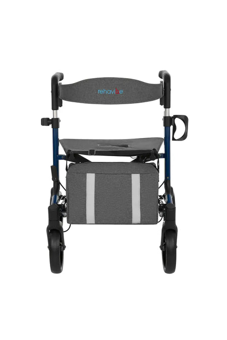 rollator leicht faltbar 7,9 kg mit Sitz, Rückenlehne, Tablett und Einkaufstasche – stabiler Reha-Rollator für unterwegs