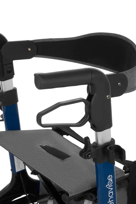 rollator leicht faltbar mit gepolsterter Rückenlehne, Handgriff und Tablett – leichtes Modell 7,9 kg mit Einkaufstasche