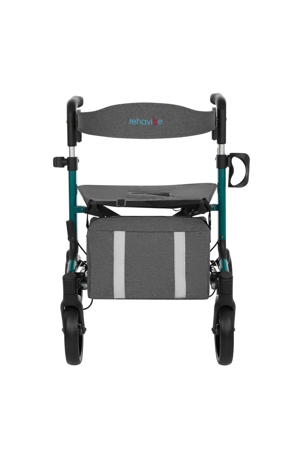 rollator leicht faltbar 7,9 kg mit Tablett und Einkaufstasche, Rehavibe AT51055, Frontansicht