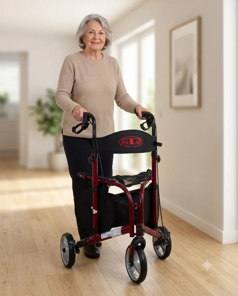 3-Rad Rollator mit Sitz und Tasche – leicht, stabil & faltbar