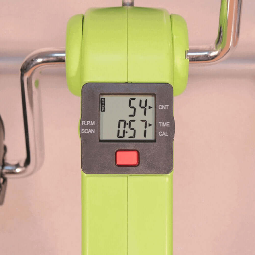Rehabilitationstrainer Arme Beine mit LCD-Display am kompakten Heimtrainer, Anzeige von Zeit und Umdrehungen