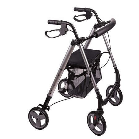 Leichtgewicht Rollator Aluminium aus Alu, faltbar mit Sitzfläche, Korb und 4 Rädern – stabiler Rollator für Alltag und Reisen