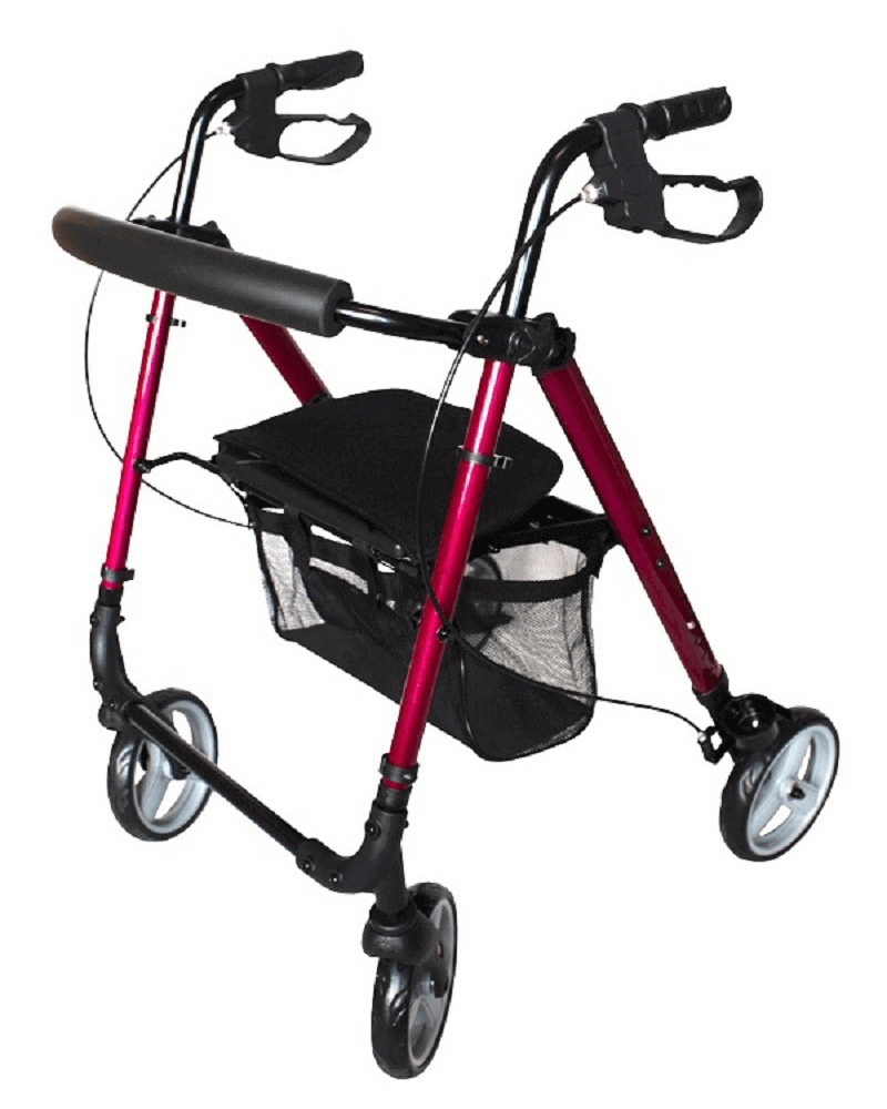 Leichtgewicht Rollator Aluminium – faltbarer Aluminium-Rollator mit Sitzfläche, Korb und Handbremsen für Alltag und Reisen