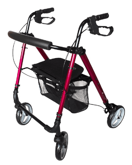 Leichtgewicht Rollator Aluminium – faltbarer Aluminium-Rollator mit Sitzfläche, Korb und Handbremsen für Alltag und Reisen
