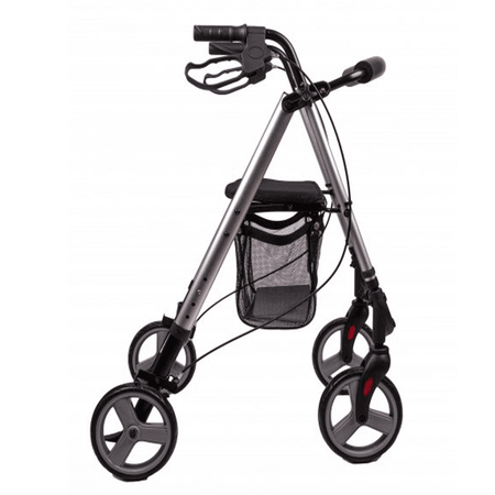 Leichtgewicht Rollator Aluminium aus Aluminium, faltbar mit Korb, stabile 4-Rad Gehhilfe für Alltag und Reisen