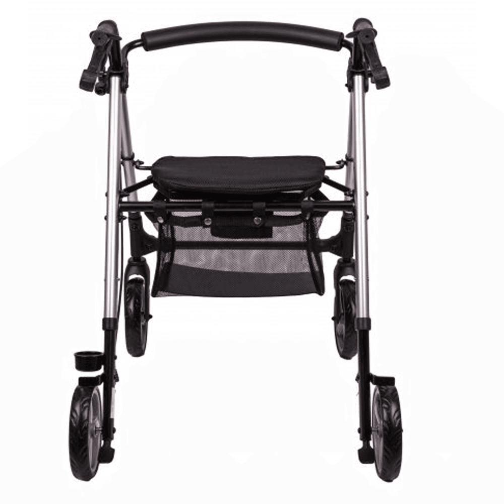 Leichtgewicht Rollator Aluminium, faltbarer Aluminium-Rollator mit Sitzfläche und Einkaufstasche für Alltag und Reisen