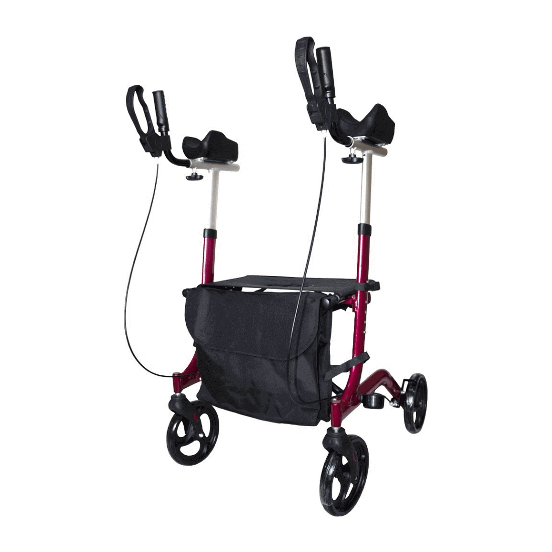 Arthritis Rollator Unterarmauflagen faltbar aus Aluminium, 8,2 kg, bis 136 kg, mit Unterarmstützen und Tasche, rot