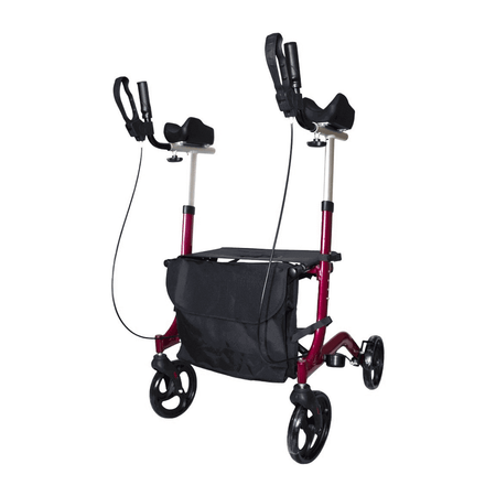 Arthritis Rollator Unterarmauflagen faltbar aus Aluminium, 8,2 kg, bis 136 kg, mit Unterarmstützen und Tasche, rot